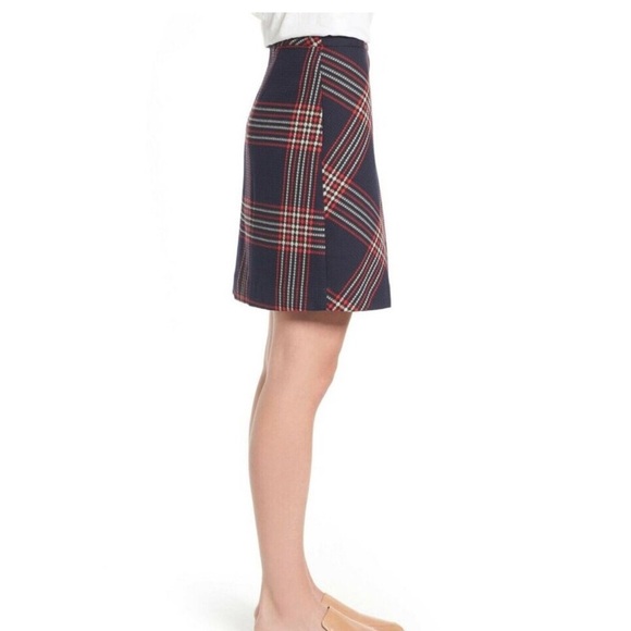Halogen Navy Plaid Wrap Mini Skirt Size 8P NWOT - Picture 9 of 9